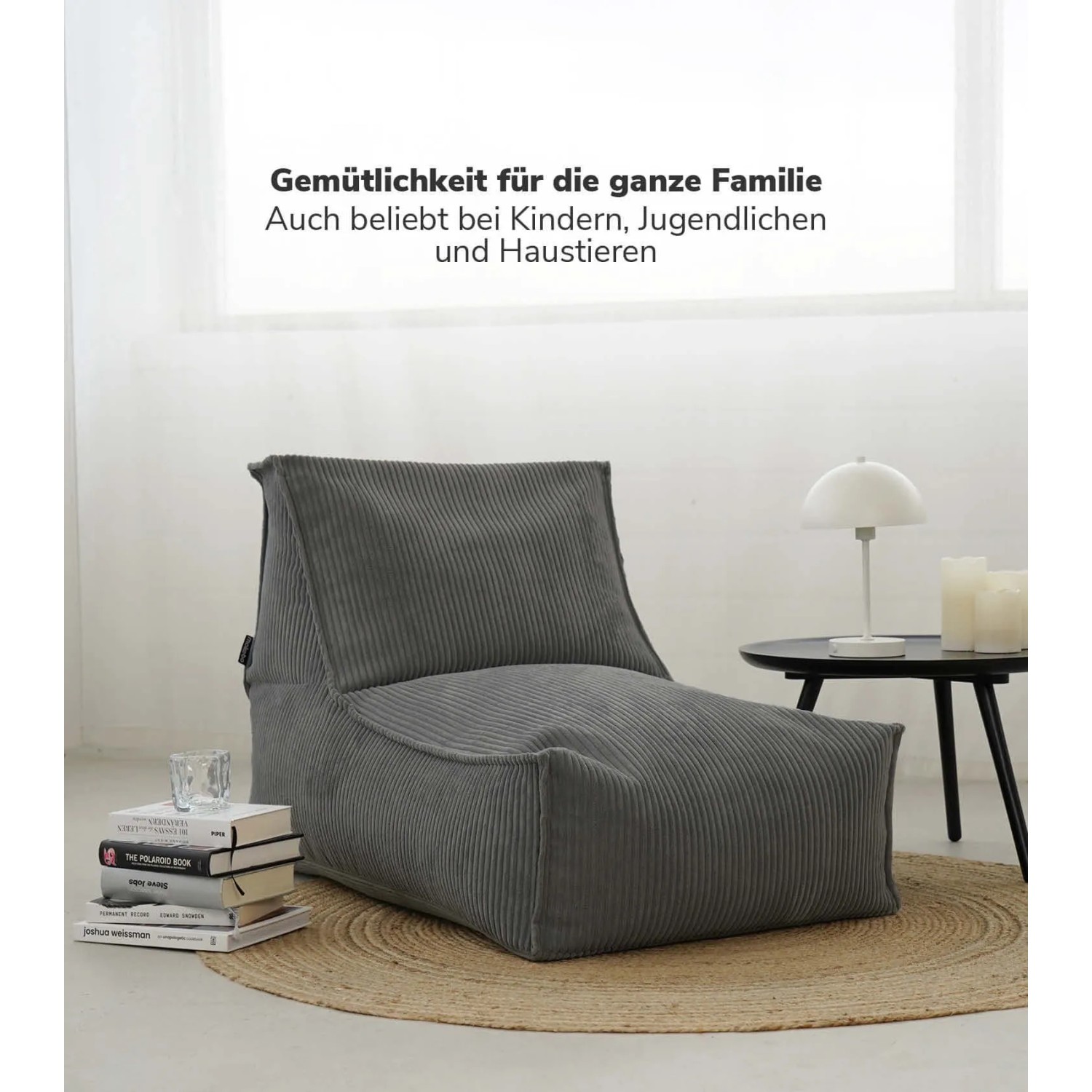 mokebo Cord Sitzsack Der Lümmel mit Hocker XXL Grau kaufen bei OBI