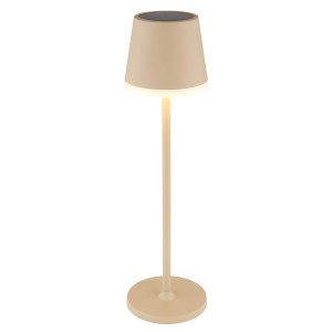 Globo Solarleuchte aus Metall, 41 cm, in Sand Matt. Dekorative Außenleuchte mit warmweißem Licht.