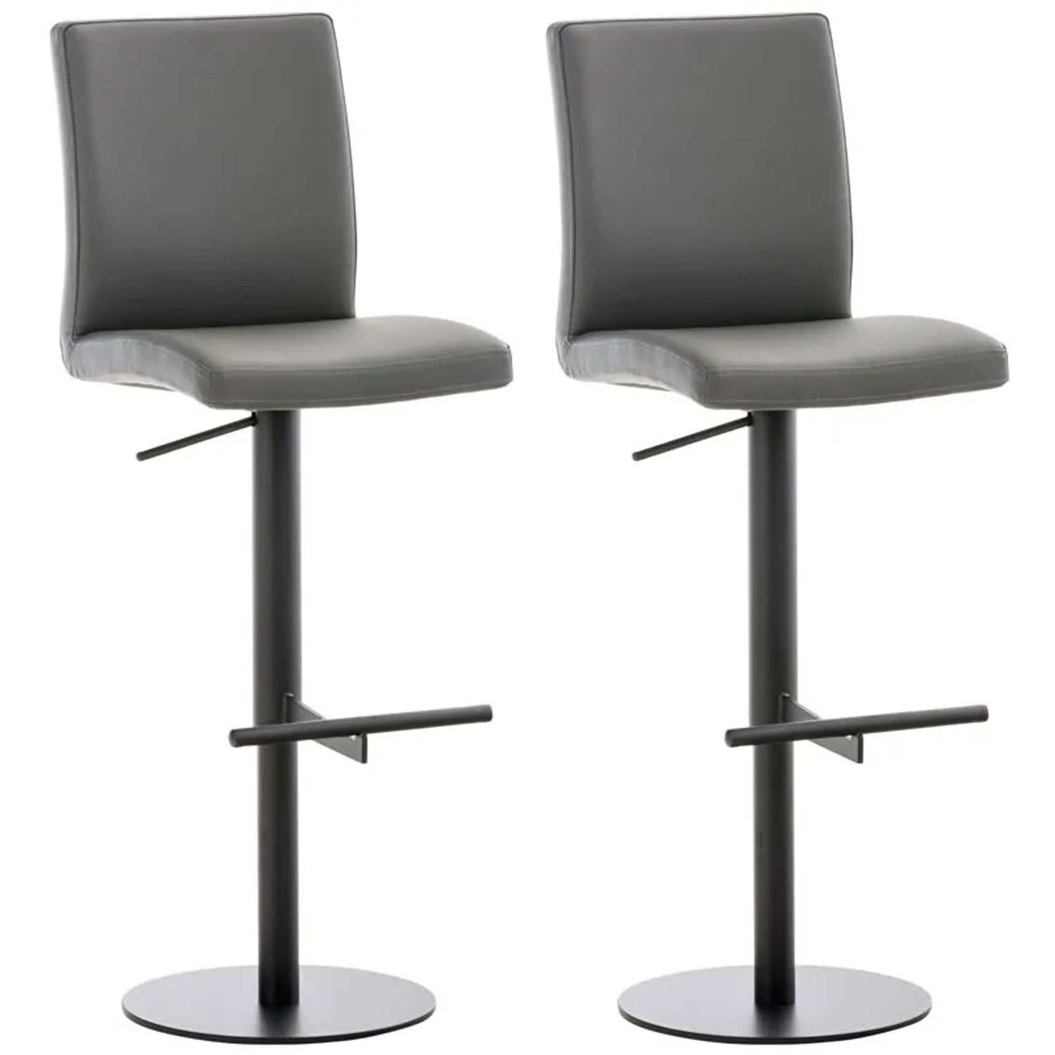 CLP 2er Set Barhocker Cadiz Kunstlederbezug Grau/Schwarz