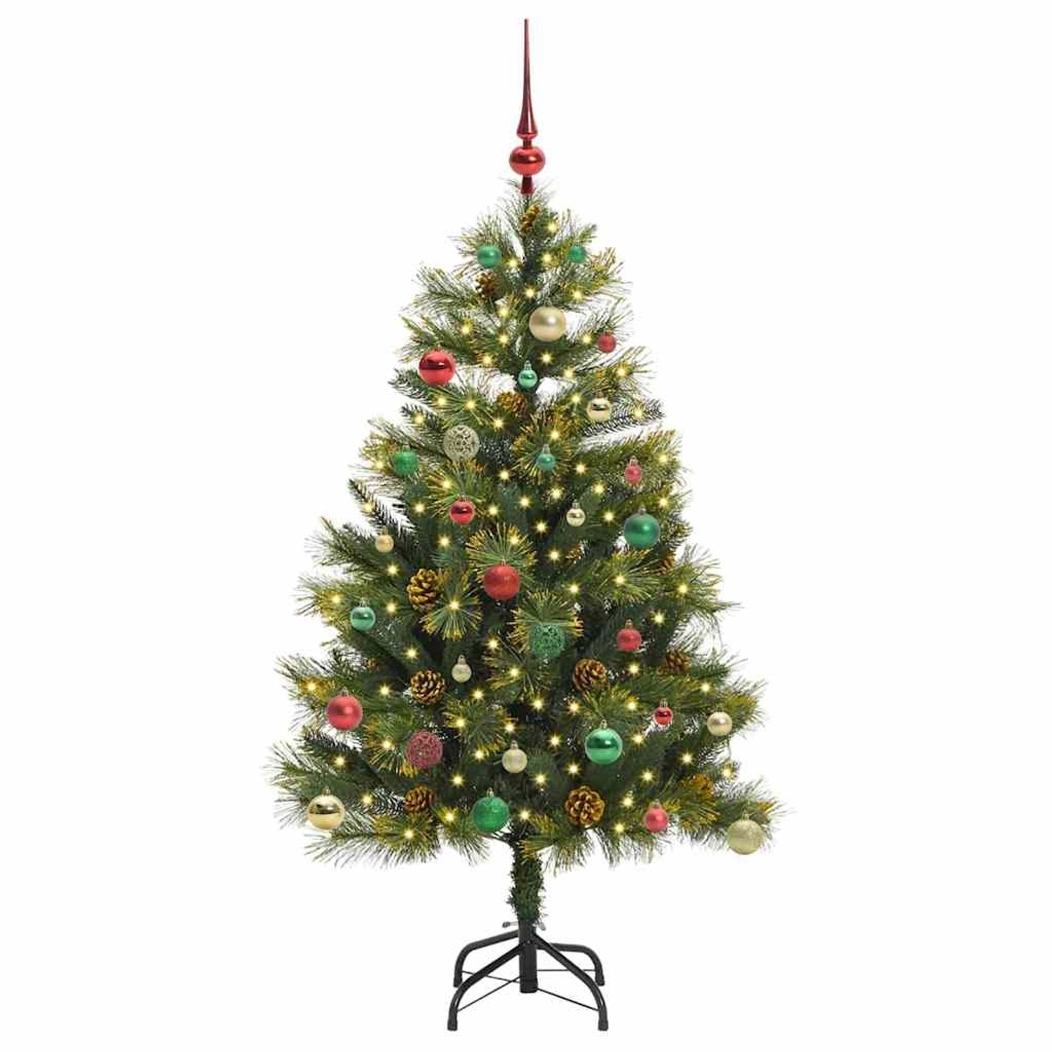 vidaXL Künstlicher Klapp-Weihnachtsbaum mit Tannenzapfen Grün 150 cm 3395088