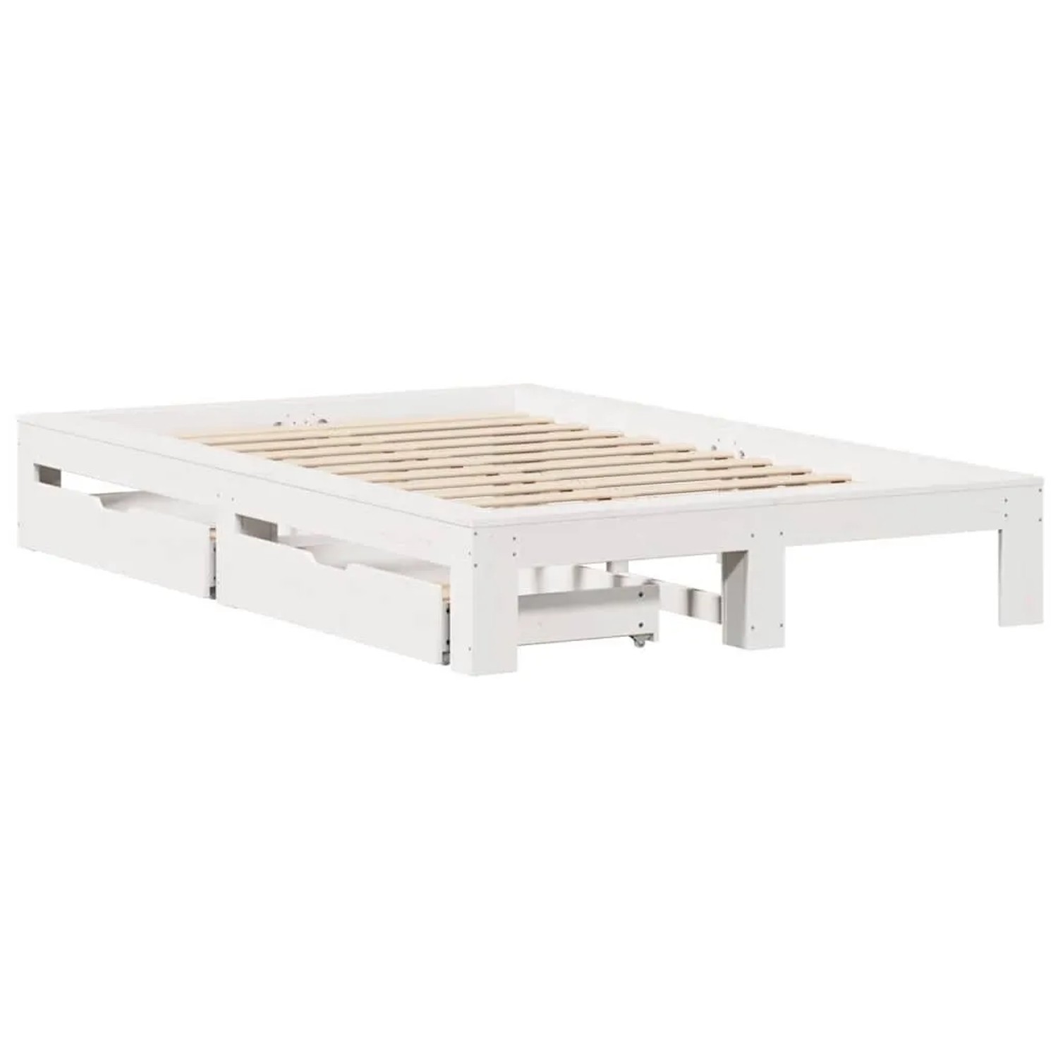 vidaXL Massivholzbett ohne Matratze Weiß 135x190 cm Kiefernholz 3309015 günstig online kaufen