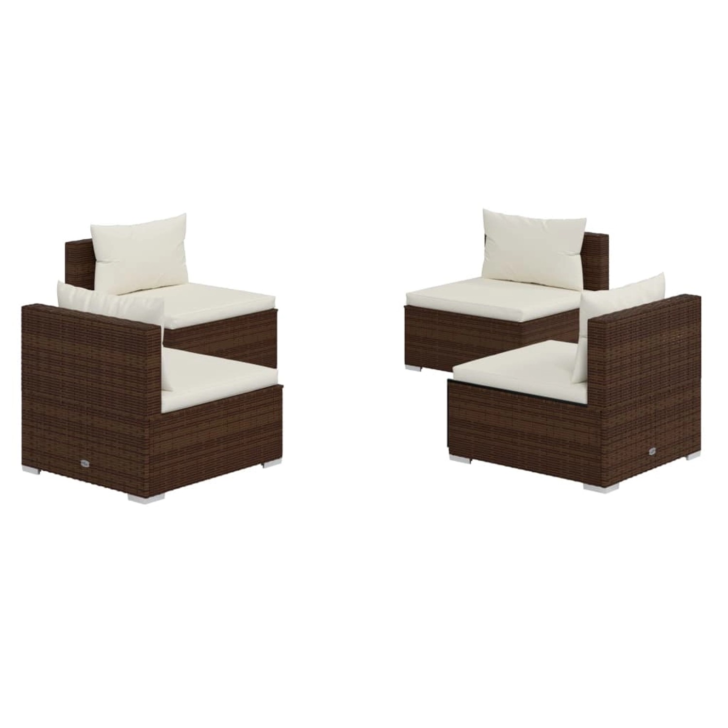 vidaXL 4-Tlg Garten-Lounge-Set mit Auflagen Poly Rattan Braun 3101530 günstig online kaufen