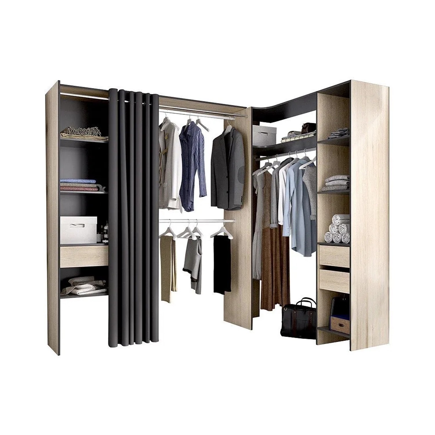 Vente-unique Offener Kleiderschrank Gontran Anthrazitgrau 164 cm  214 cm