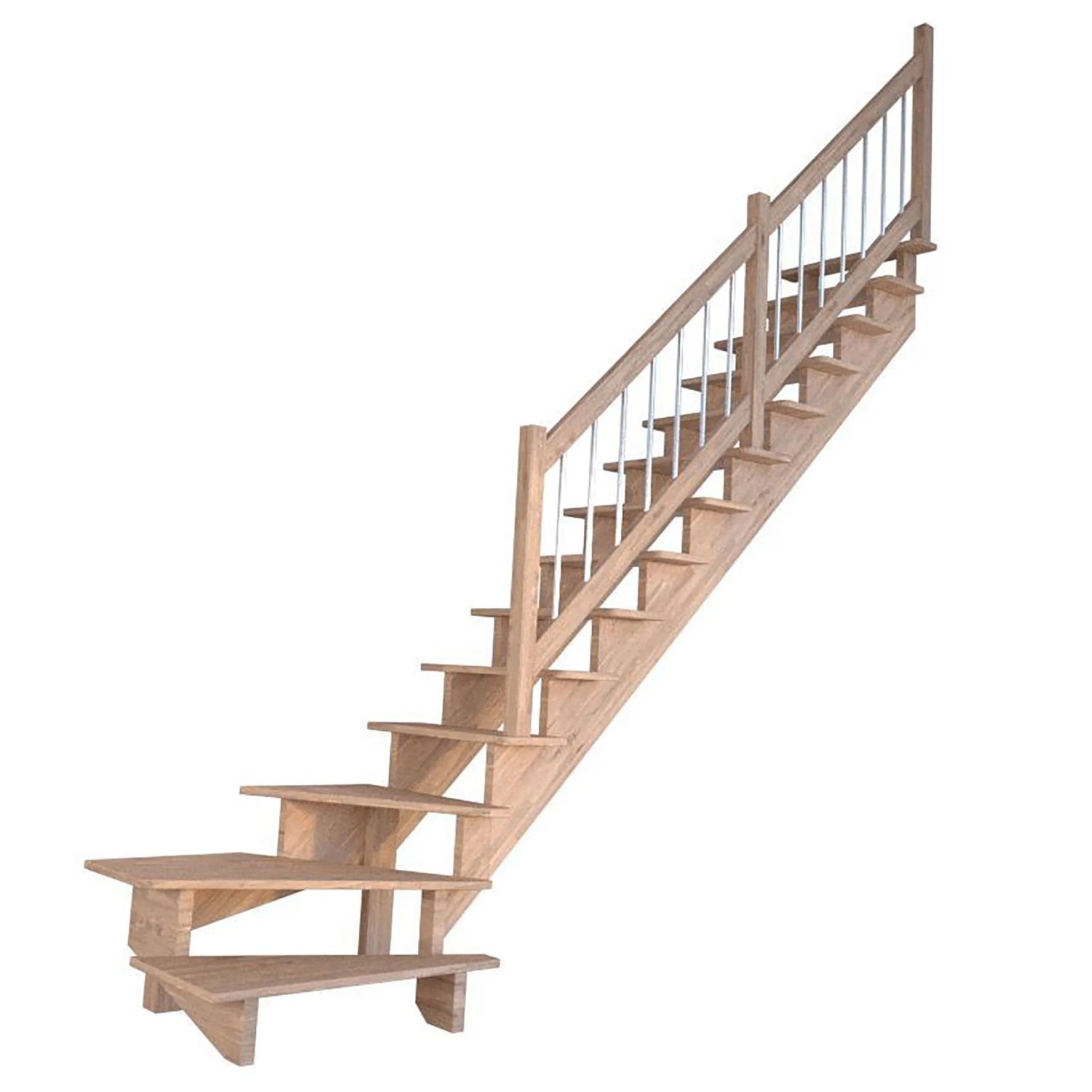 Treppe Lindos Pro Eiche Gew. R 80 cm Holz-Edelstahl-Geländer FSC® günstig online kaufen