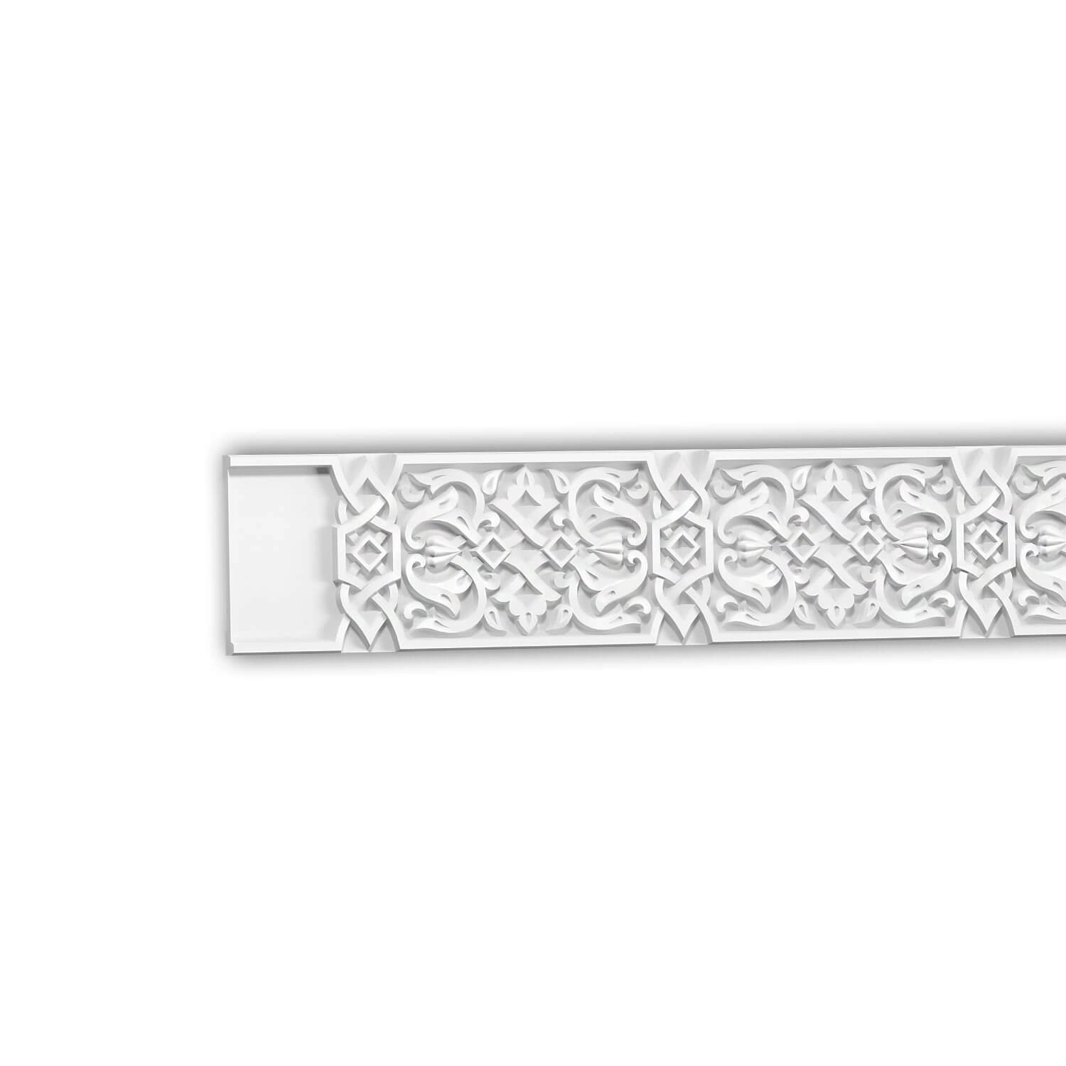PROFHOME 151510 Wandleiste Friesleiste Zierleiste Stuckleiste Oriental 2,04 m 204 cm x 1,6 cm x 12,1 cm Weiß