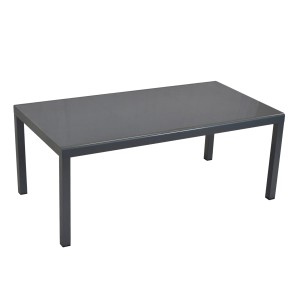 Merxx Gartentisch, 190x100 cm, silbernes Aluminiumgestell, graue Glasplatte.