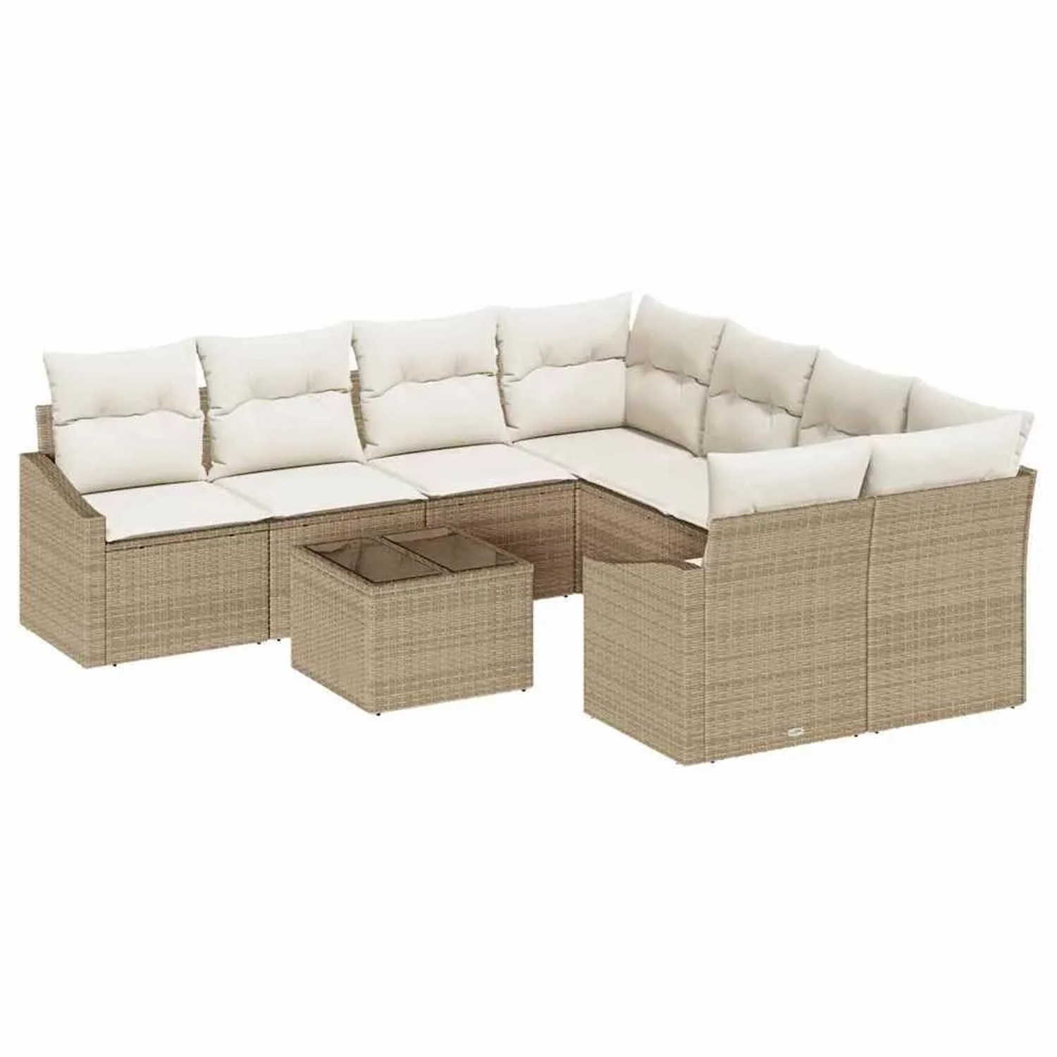 vidaXL Sofa Set mit Kissen 9-Tlg Beige und Creme Poly-Rattan 3346661 günstig online kaufen