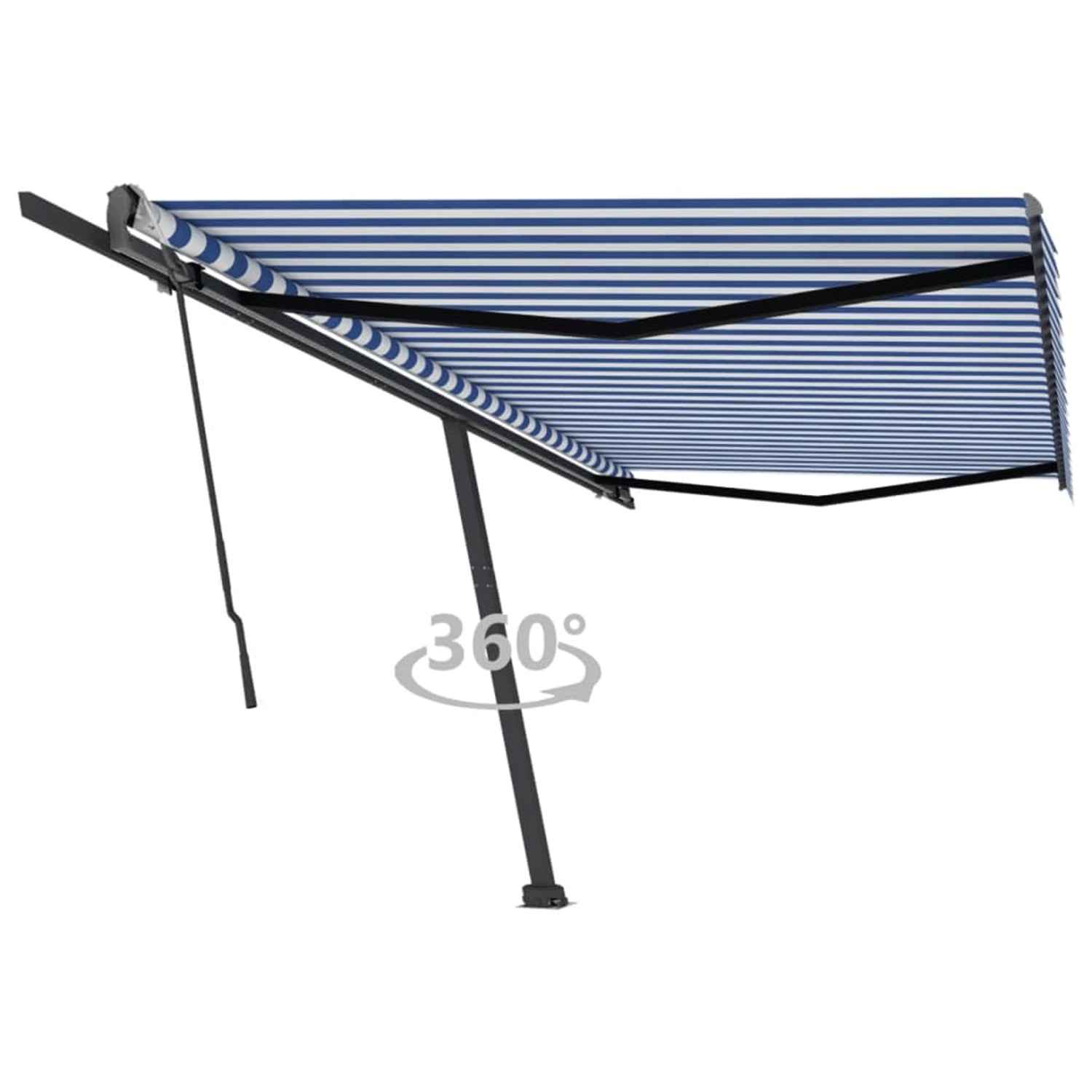 furnicato Standmarkise Manuell Einziehbar 500x300 cm Blau/Weiß günstig online kaufen