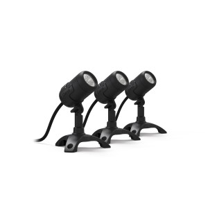 Oase LunAqua Connect S 3er-Set: Unterwasserbeleuchtung für Teich und Garten, schwarze LED-Spots mit Kabel.