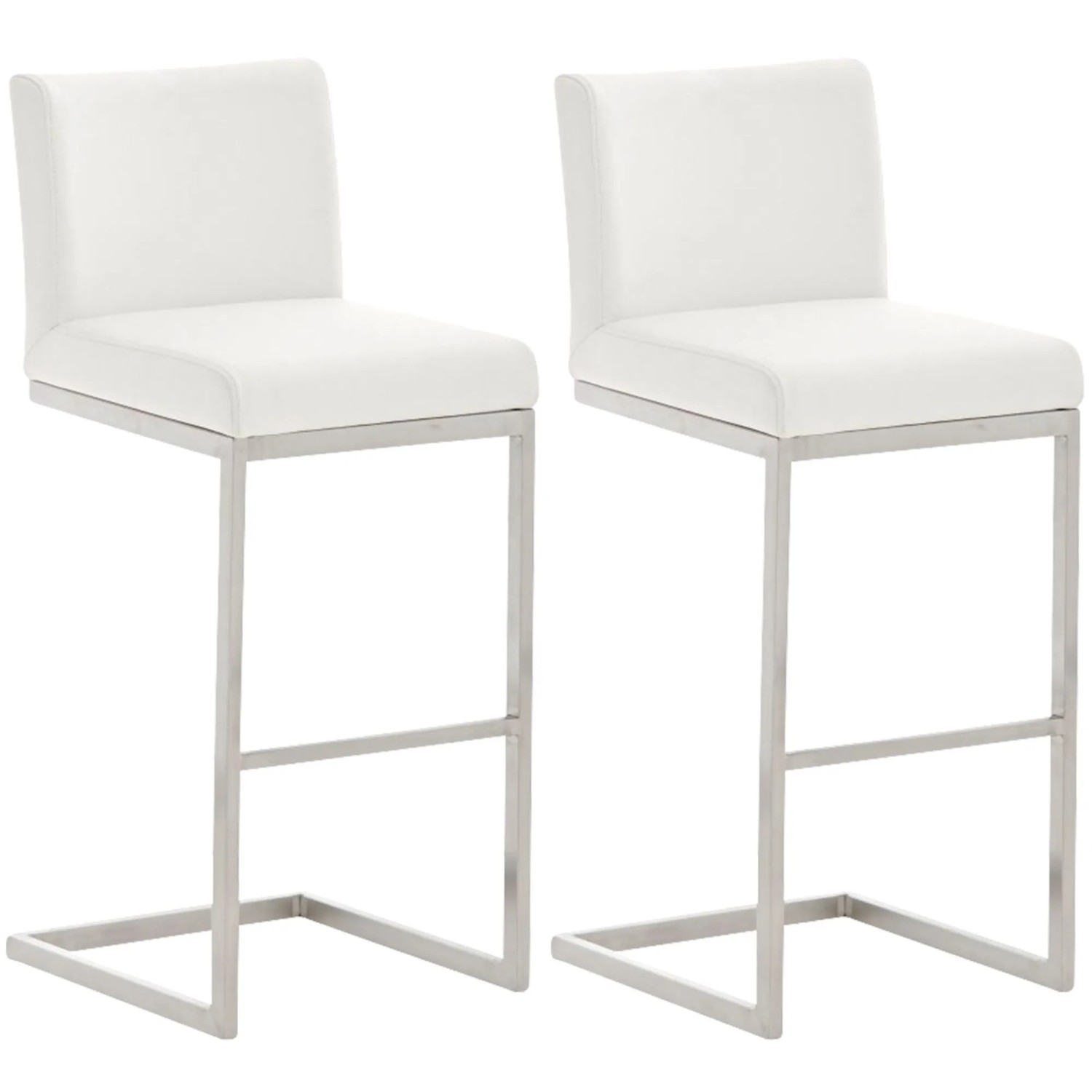 DELUKE 2er Set Barhocker COBAS Kunstleder Weiß 42x48x104cm Barstuhl Mit Lehne Tresenhocker Tresenstuhl