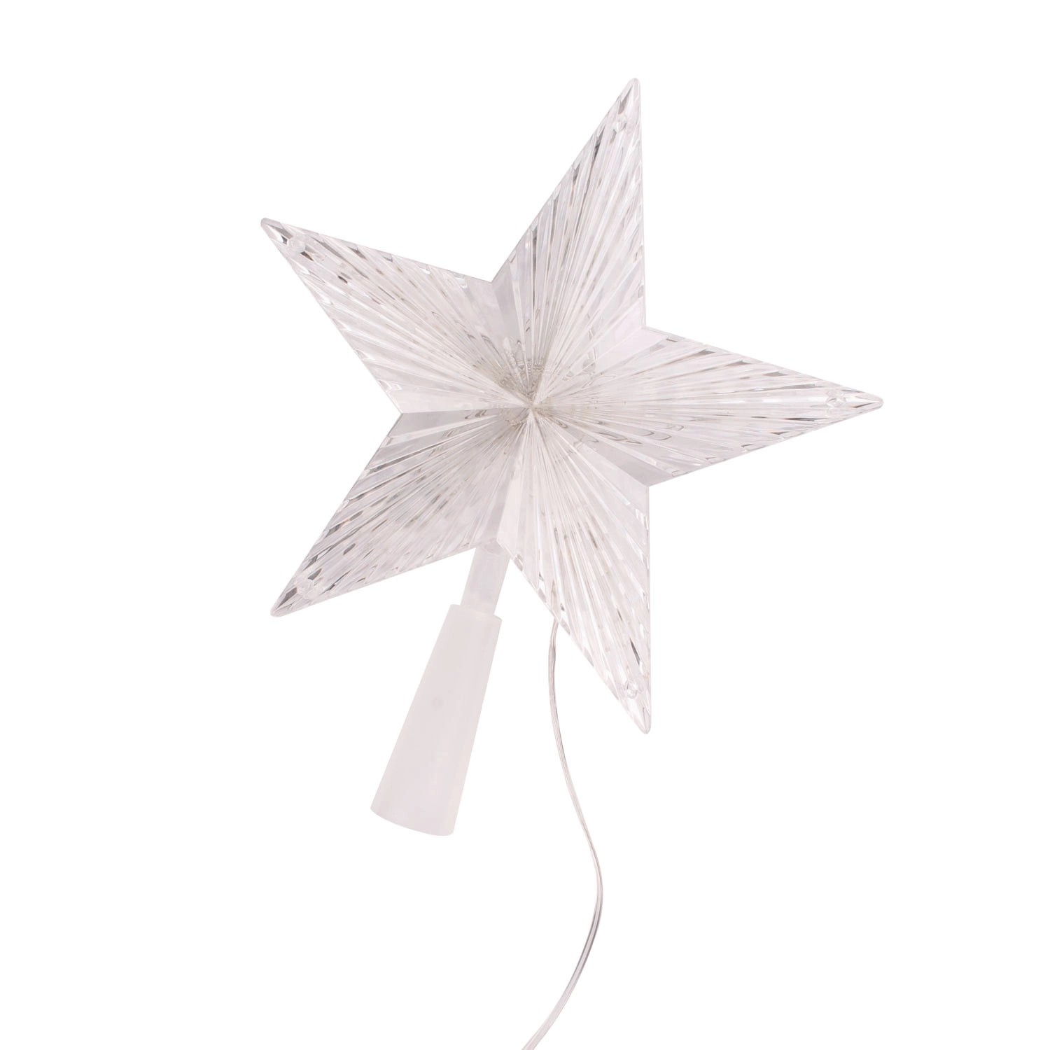 Mojawo LED Baumspitze Stern Weihnachtsbaumspitze 10 LEDs Kabel Transparent Batterie
