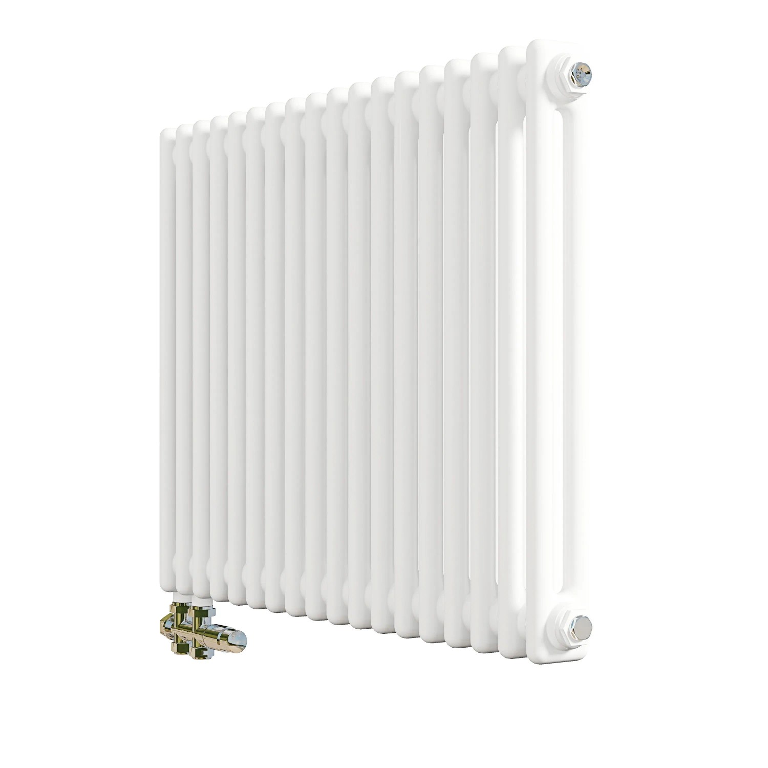 AICA Traditioneller Heizkörper 600 x 830 mm Gusseisenstil 2 Spalten mit Seitenanschluss Weiß 914W