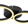 Moderne LED-Deckenleuchte Venosa von Globo, schwarz, mit vier Ringen und warmweißem Licht.