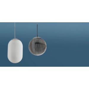 LUCE Design Pendelleuchte Greenwich, rauchgraues und weißes Glas mit Relief.