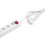 Weiße 6-fach Steckdosenleiste mit Schalter und 3 m Kabel für den Innenbereich.