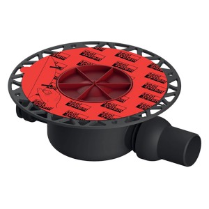 Tece Ablauf S DN 50 mit Seal System für Duschabläufe, Kunststoff schwarz/rot.