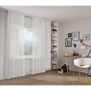 Bennetti Schal Natur, 140x245cm, transparente Gardine mit Gardinenband für Stange oder Schiene.