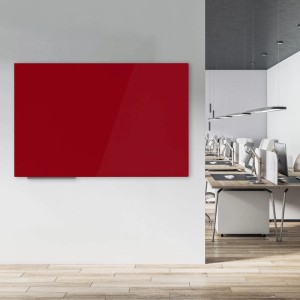 Rotes KARAT Magnetisches Glas Whiteboard, 65x100 cm, im modernen Büro.