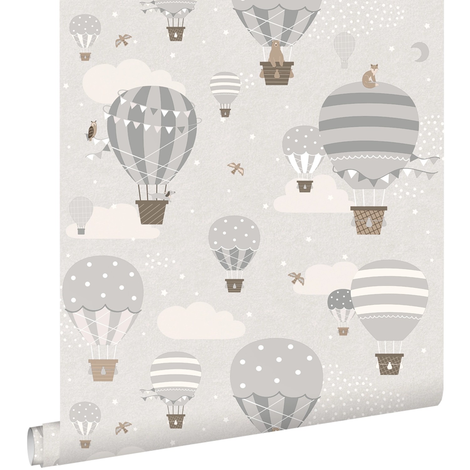 ESTAhome Tapete Luftballons Grau und Braun 50 x 900 cm günstig online kaufen