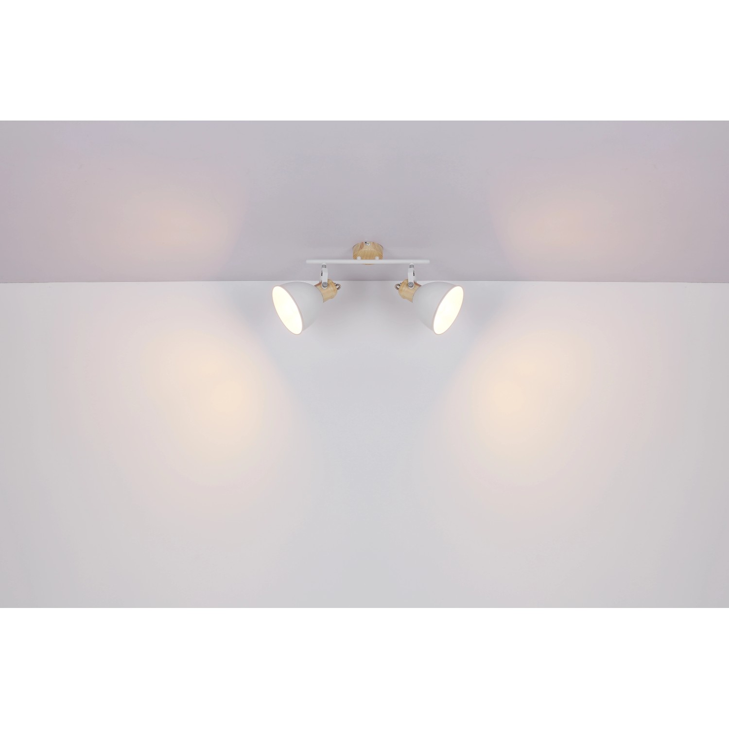 Globo Spot 2er Wiho, weiß mit Holzoptik, Deckenleuchte für Innenräume.