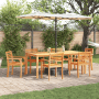 9-tlg. Garten-Essgruppe aus Akazienholz von vidaXL mit Tisch, Stühlen und Sonnenschirm auf Terrasse.