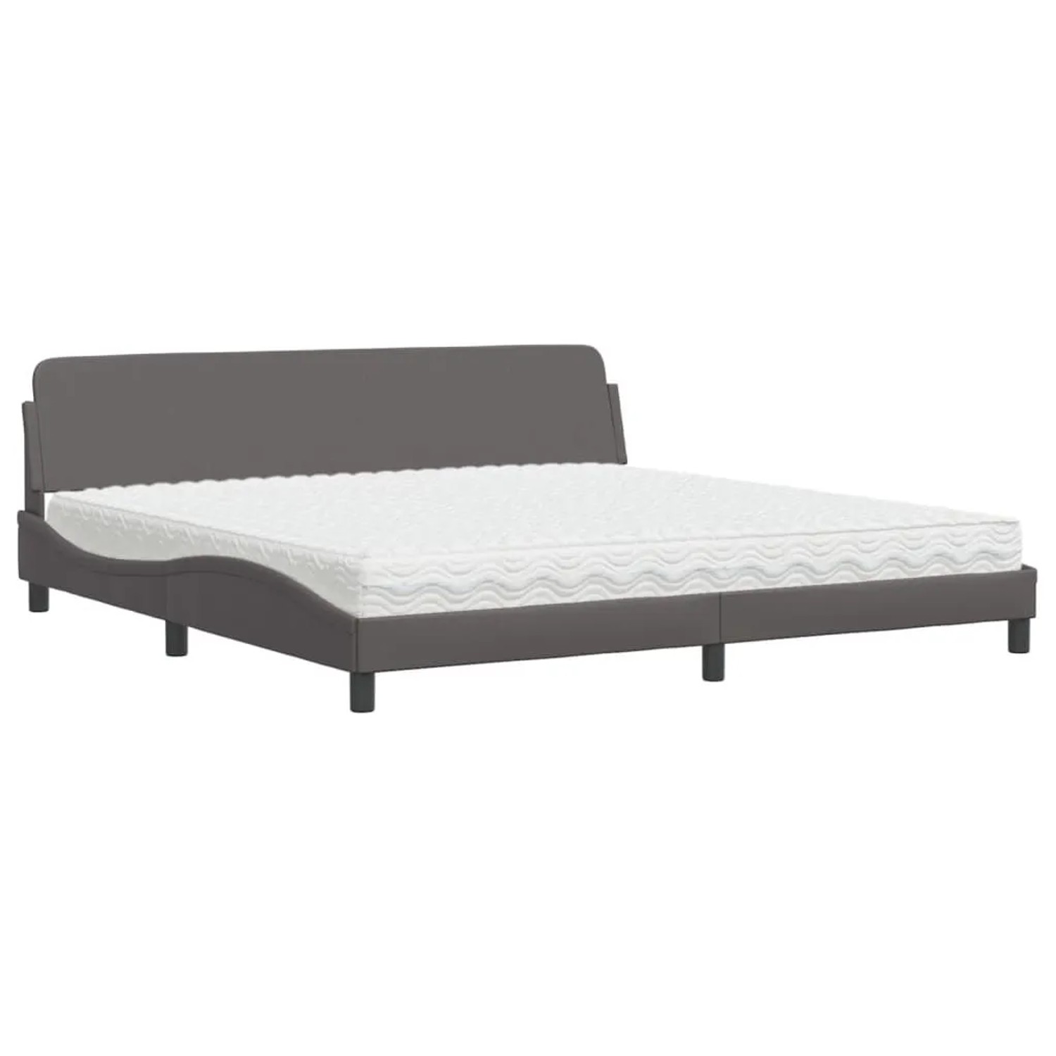 vidaXL Bett mit Matratze Grau 200x200 cm Kunstleder 3208480