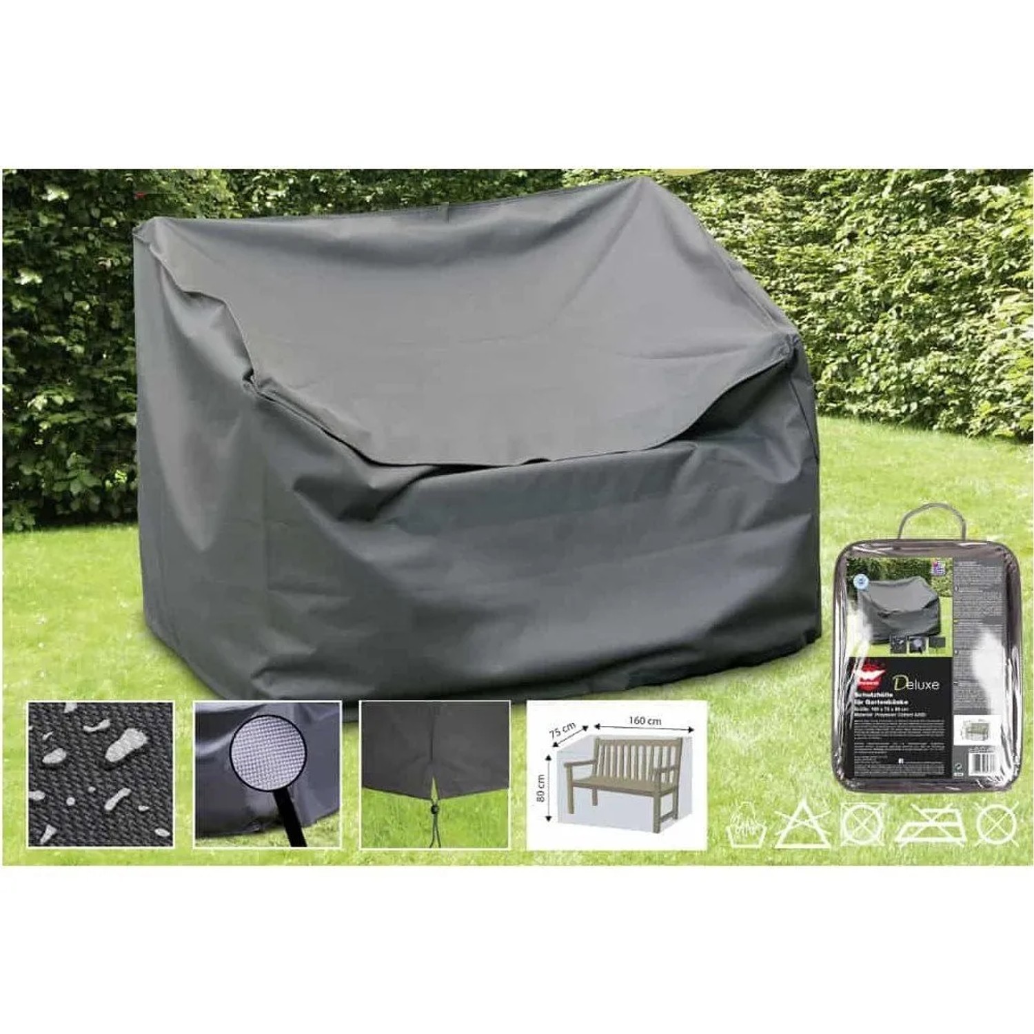 Boni-shop Schutzhülle Gartenbank  Deluxe 160x75x80 Cm Wetterfest günstig online kaufen