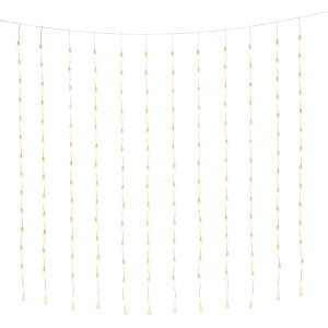 Konstsmide LED Lichtervorhang mit 400 bernsteinfarbenen Tropfen für den Außenbereich.