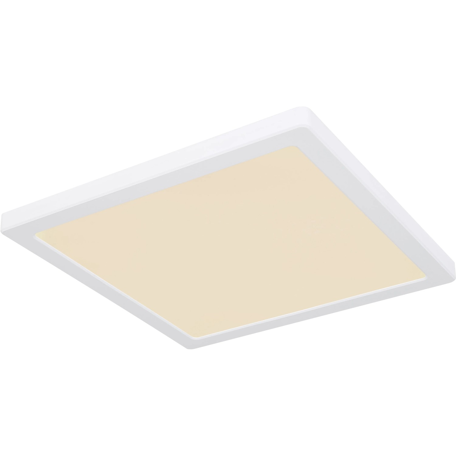 Weiße, quadratische LED-Deckenleuchte Lasse von Globo, 291x291x17 mm.