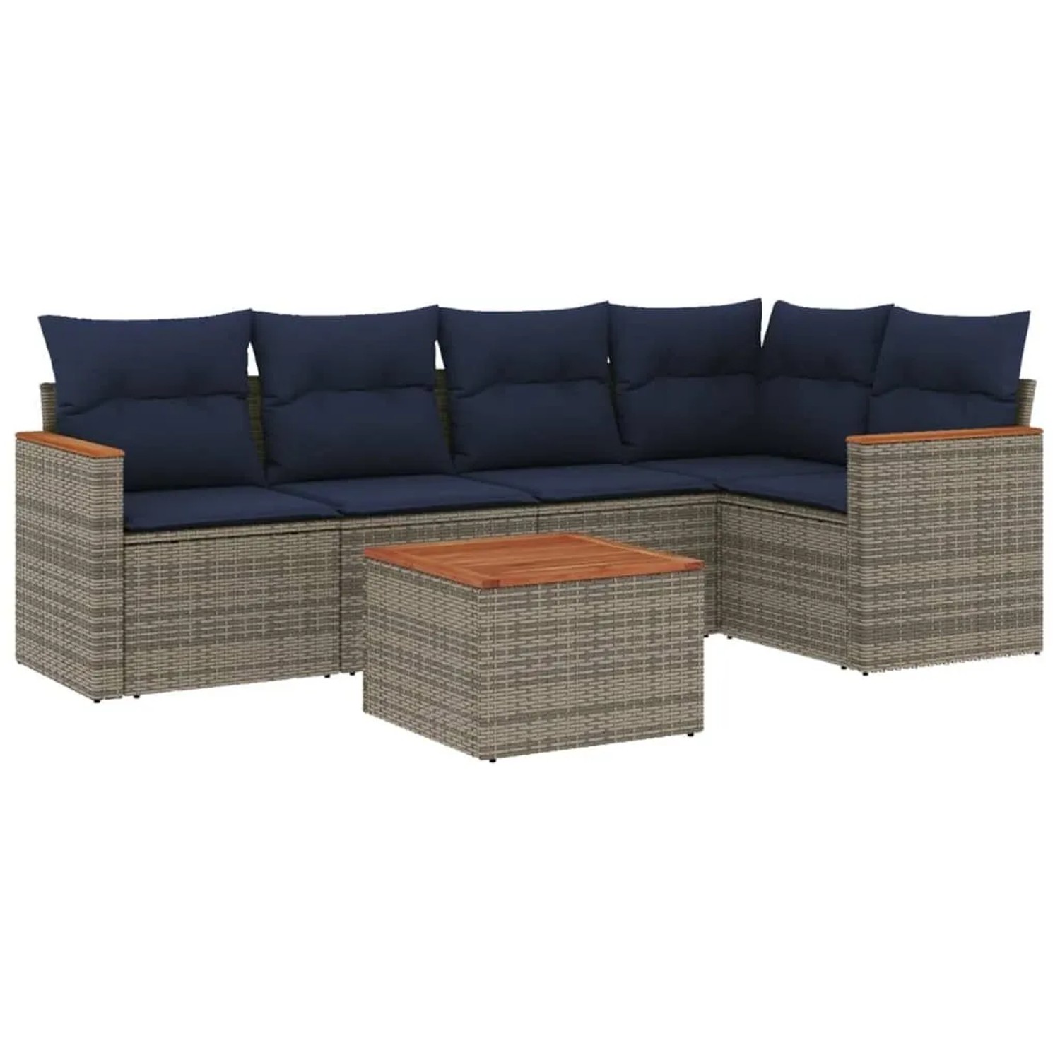 vidaXL 6-Tlg Gartensofa-Set mit Kissen Grau Polyrattan 3225956 günstig online kaufen