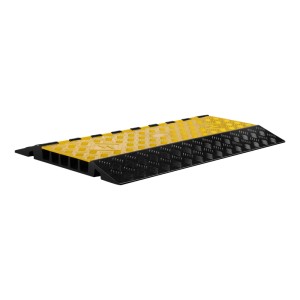 Wiltec Kabelbrücke 30t, 95x54cm, gelb/schwarz, mit 5 Kabelkanälen zum Schutz von Kabeln.