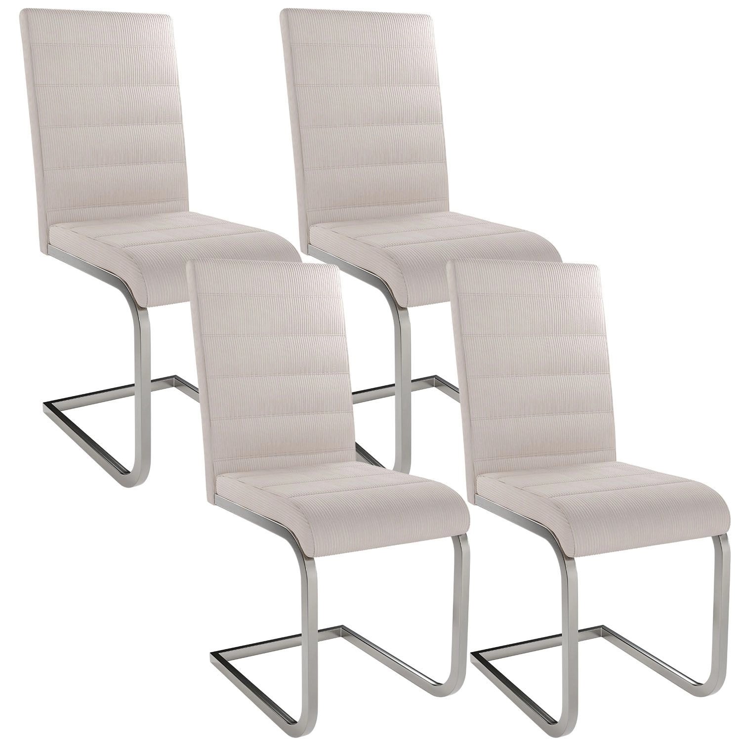 Juskys Freischwinger Stuhl Vegas 4er Set Cord Beige günstig online kaufen