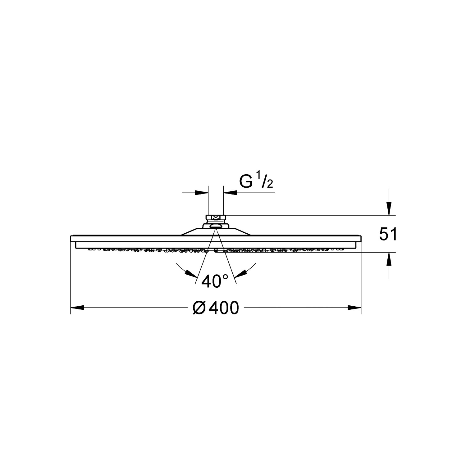 GROHE Rainshower Cosmopolitan 400 Duschkopf – 40,6 Cm Jumbo-Dusche, 252 Düsen, SpeedClean, DreamSpray, 2,5 L/min