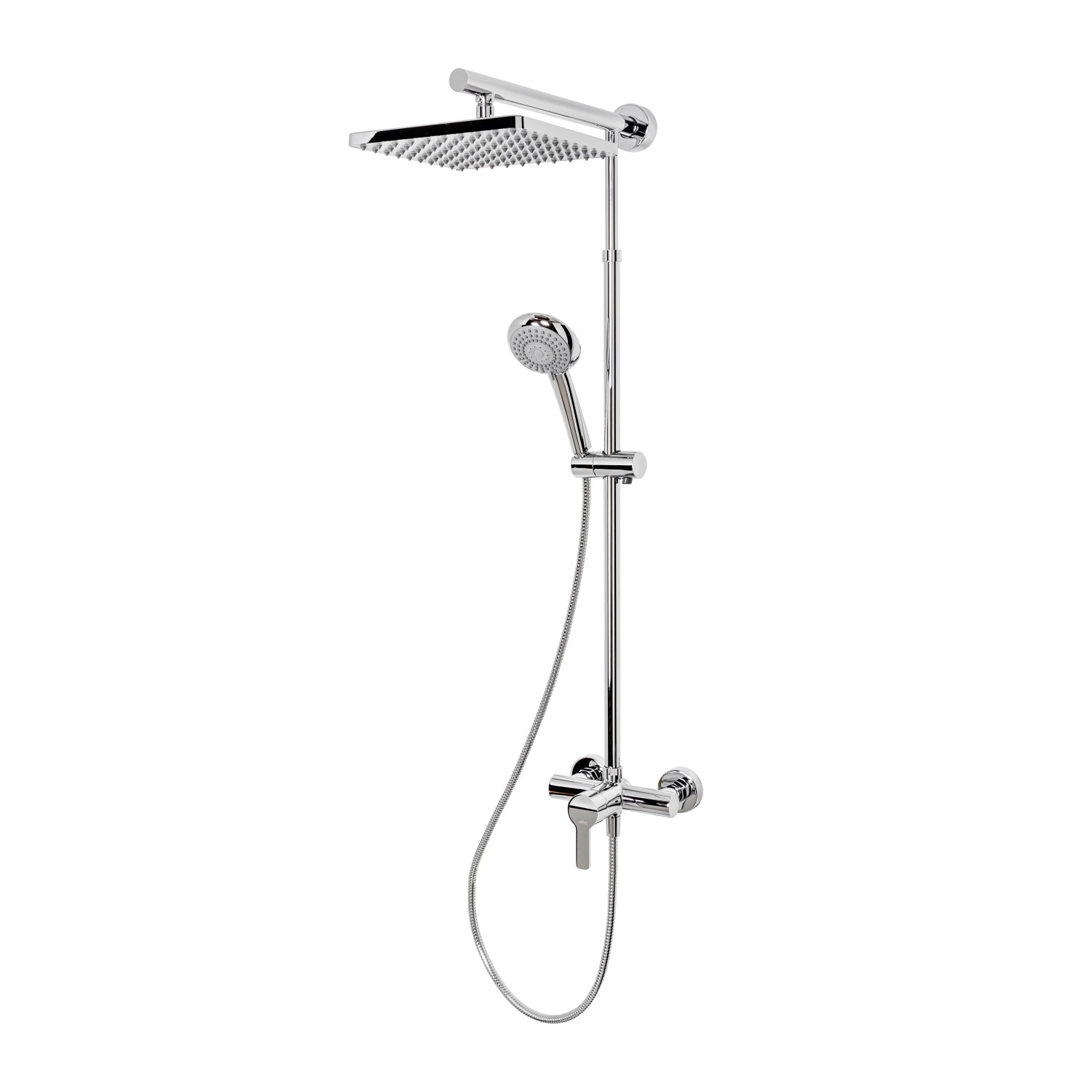 Schulte ExpressPlus Duschsystem Rain mit Einhebelmischer Kopfbrause Eckig