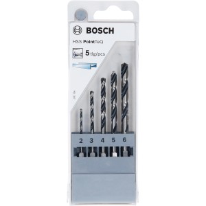 Bosch Spiralbohrer-Set PointTeQ, 5-teilig, Ø 2-6 mm, für Metallbohrungen.