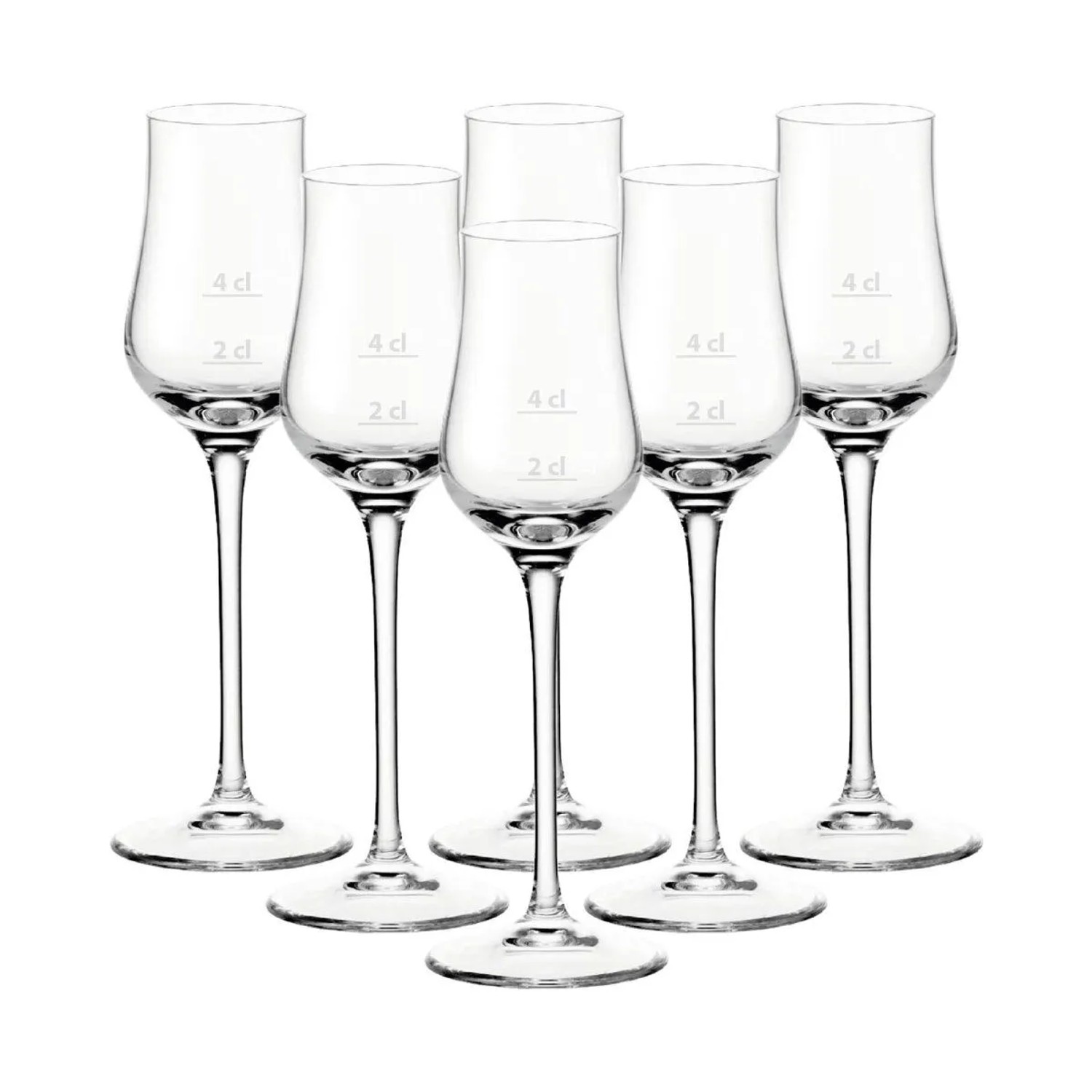 Leonardo Ciao+ Grappaglas mit 2 & 4 cl Füllstrichen 6er Set Gastro-Edition