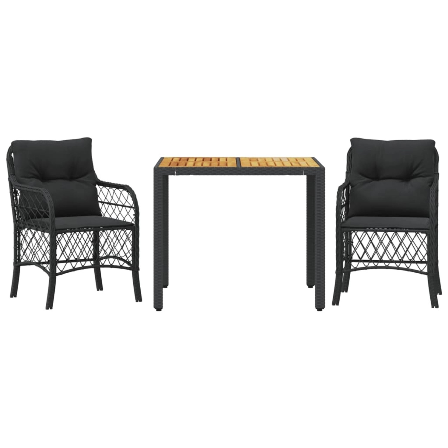 vidaXL 3-Tlg Bistro-Set mit Kissen Schwarz Poly Rattan 3212042 günstig online kaufen