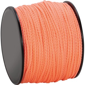 Orange Polypropylen Schnur (Ø 2 mm) auf Rolle, geeignet zum Binden von Paketen und Geschenken.