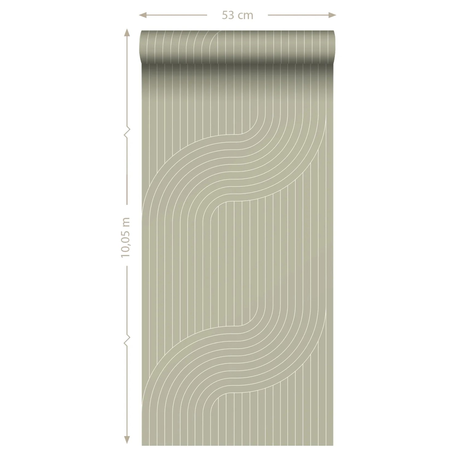 ESTAhome Vliestapete mit grafischen Linien in Salbeigrün, 50x900cm. Dekorative Tapete für Wohnraum.
