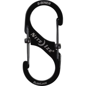 Schwarzer Nite Ize S-Biner SlideLock Gr. 3 Karabinerhaken aus Edelstahl.