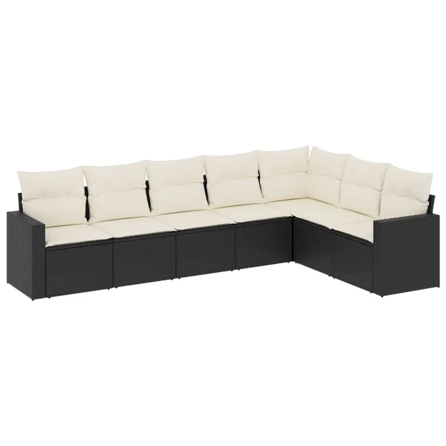 vidaXL 7-Tlg Garten-Sofagarnitur mit Kissen Schwarz Poly Rattan 3251383 günstig online kaufen