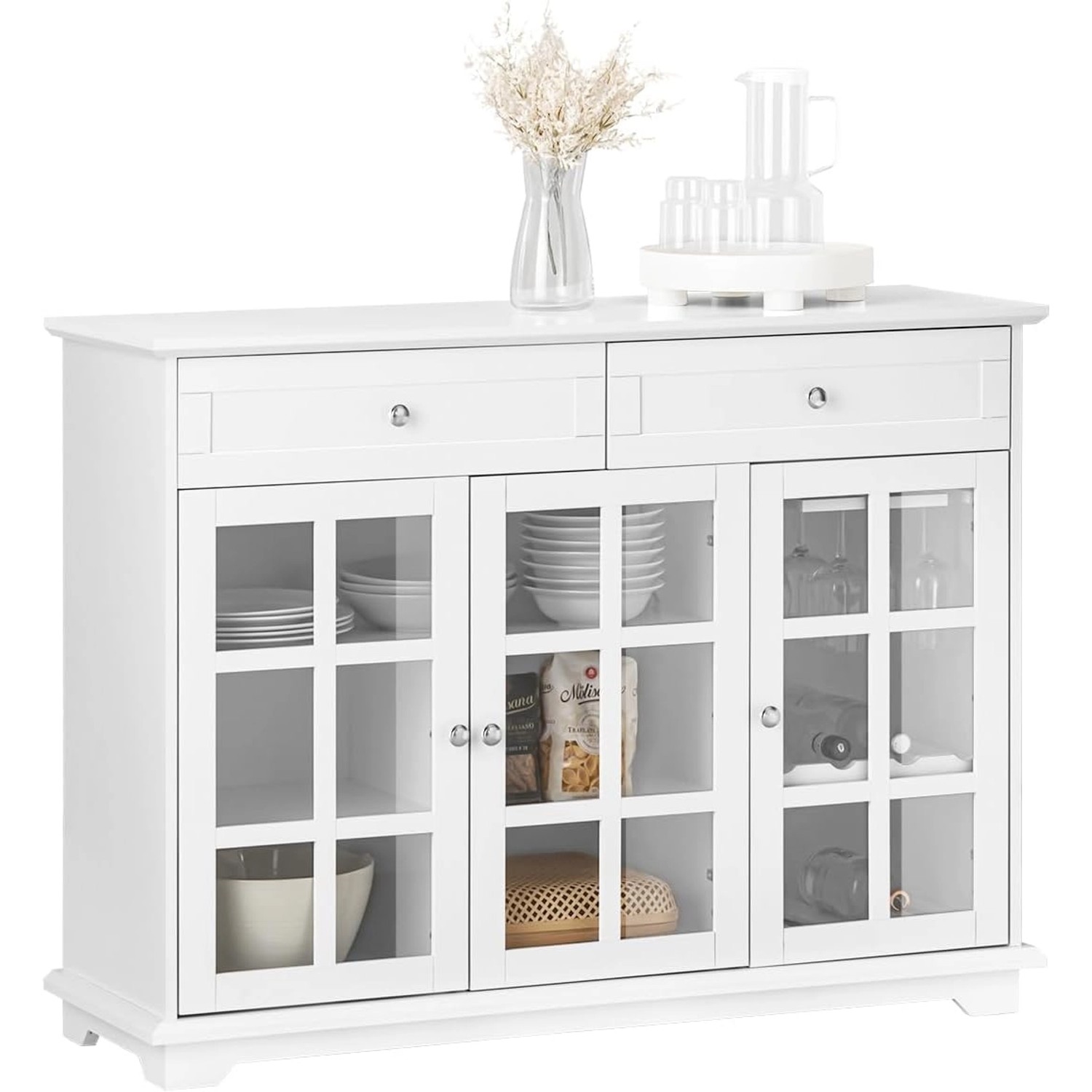 SoBuy Küchenschrank Kücheninsel Kommode Sideboard Buffet Weiß FSB77-W günstig online kaufen