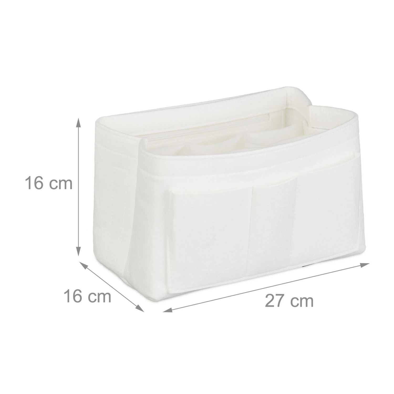 Relaxdays Taschenorganizer Filz Weiß Mit Fächern 16 cm x 27 cm x 16 cm 0,23 kg_4