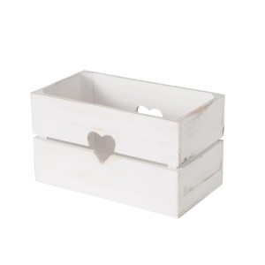 Weiße Boltze Aufbewahrungsbox Julio mit Herz, 18,3x17,5x32cm, im Shabby-Look.