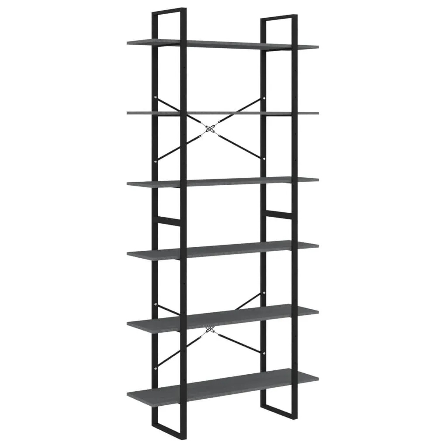 vidaXL Standregal Hoch Grau 100x30x210 cm Massivholz Kiefer 806564