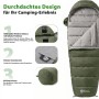 Grüner Sekey Mumienschlafsack, 220x80x50cm, ideal zum Camping. Details: Klettverschluss, Innentasche, Schlaufen.