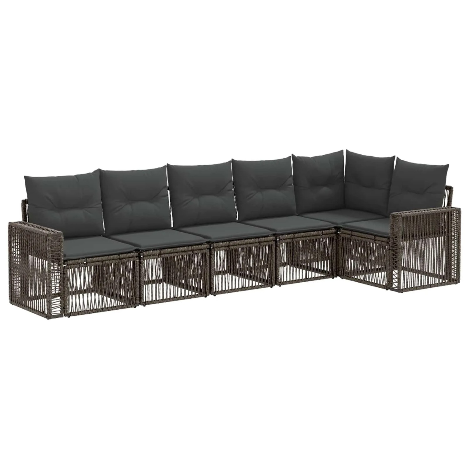 vidaXL Gartensofa-Set 6-Tlg Grau und Dunkelgrau Poly-Rattan 3435128