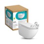 baliv Wand WC-Set Cleveland, spülrandloses Tiefspüler WC in Weiß mit Verpackung.
