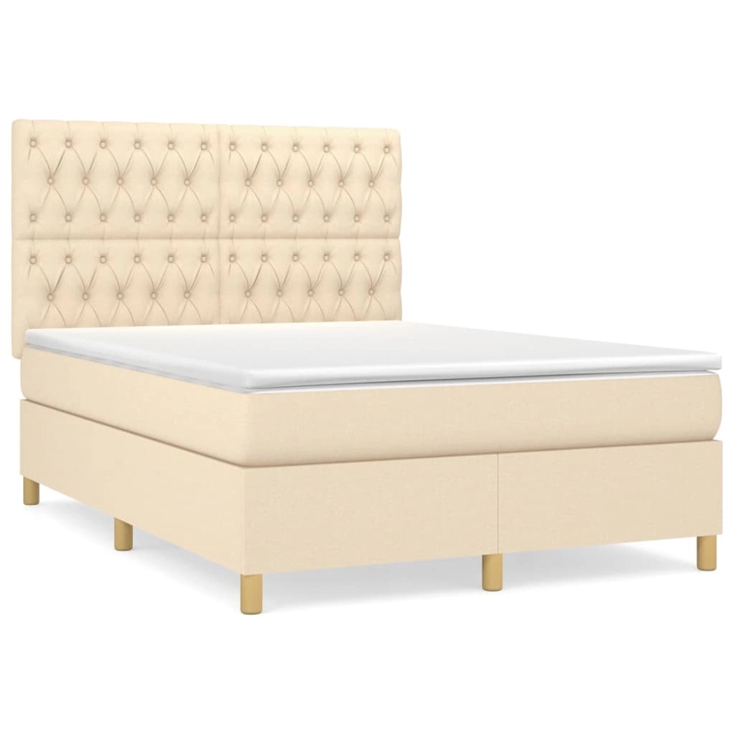 vidaXL Boxspringbett mit Matratze Creme 140x200 cm Stoff 3142582 günstig online kaufen