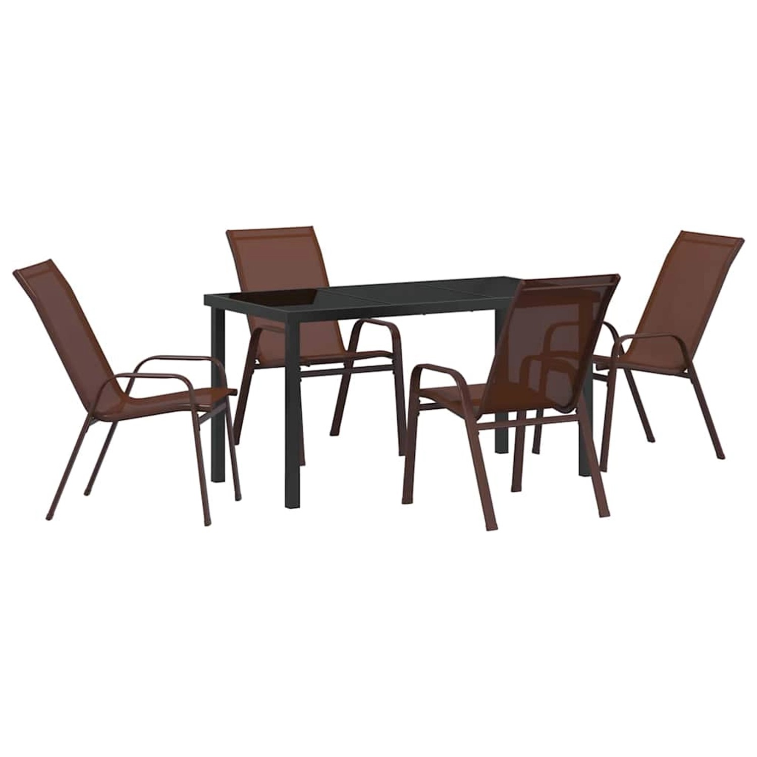vidaXL 5-Teiliges Garten-Essset in Braun aus Textilene und Stahl 3379130